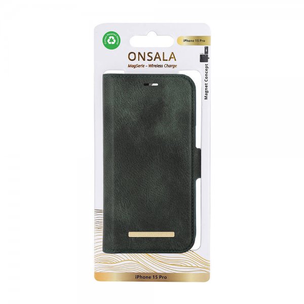 Onsala iPhone 15 Pro Etui MagSeries Avtagbart Deksel Grønn
