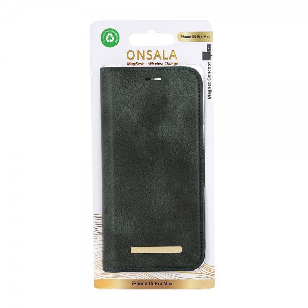 Onsala iPhone 15 Pro Max Etui MagSeries Avtagbart Deksel Grønn