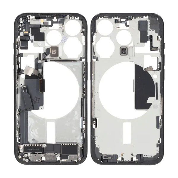 Mellomramme med smådeler for iPhone 15 Pro - Svart Titan OEM