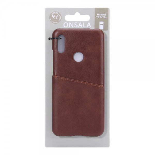 Onsala Huawei Y6 2019 Deksel med en Kortlomme Brun