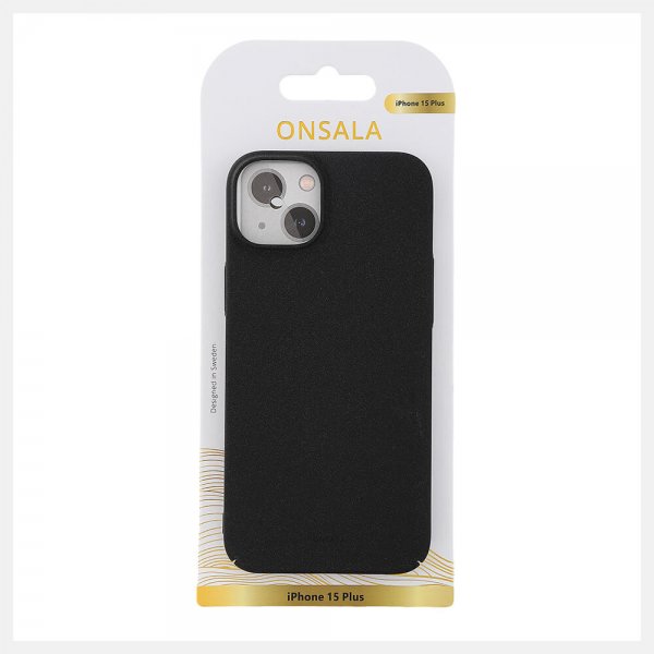 Onsala iPhone 15 Plus Deksel Ultraslim Sand Burst Svart