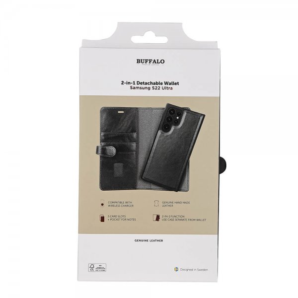 Buffalo Samsung Galaxy S22 Ultra Etui 2-in-1 Detachable Wallet Svart