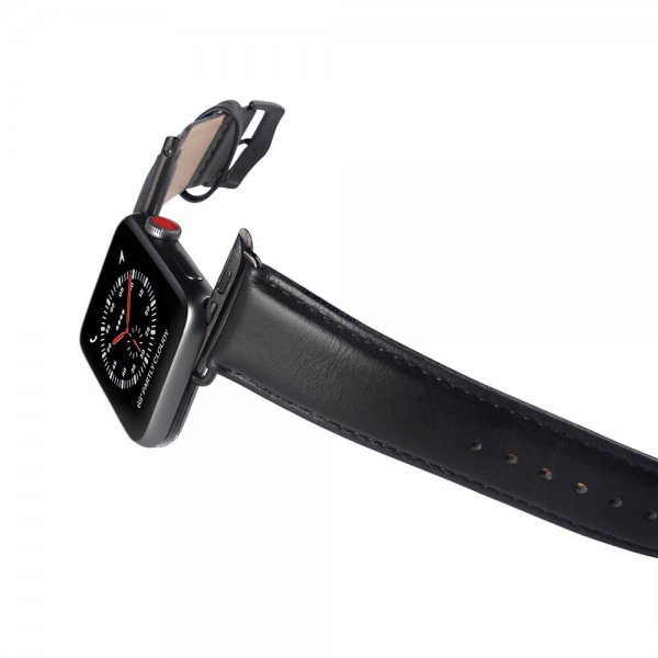 Buffalo Apple Watch 44/45/46mm/Apple Watch Ultra Armbånd Ekte Skinn Svart