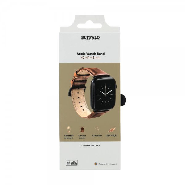 Buffalo Apple Watch 44/45/46mm/Apple Watch Ultra Armbånd Ekte Skinn Brun