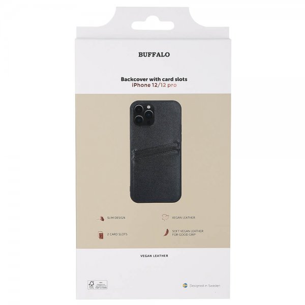 Buffalo iPhone 12/iPhone 12 Pro Deksel Backcover with Card Slots Svart