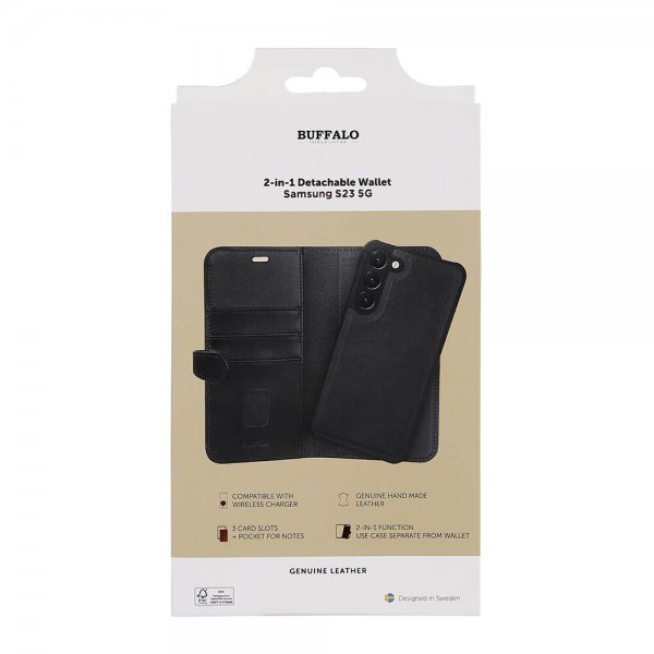 Buffalo Samsung Galaxy S23 Etui 2-in-1 Detachable Wallet Svart