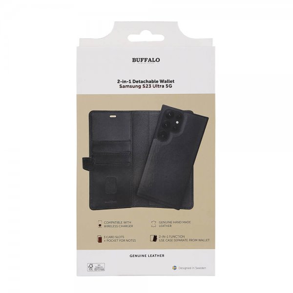 Buffalo Samsung Galaxy S23 Ultra Etui 2-in-1 Detachable Wallet Svart