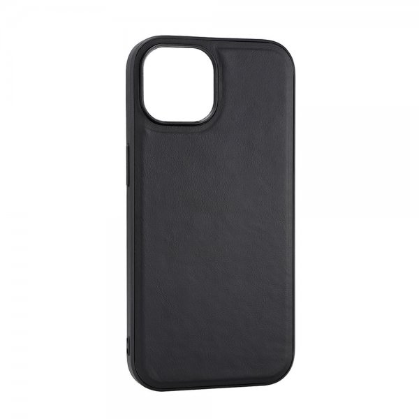 Buffalo iPhone 15 Deksel Ekte skinn MagSeries Svart