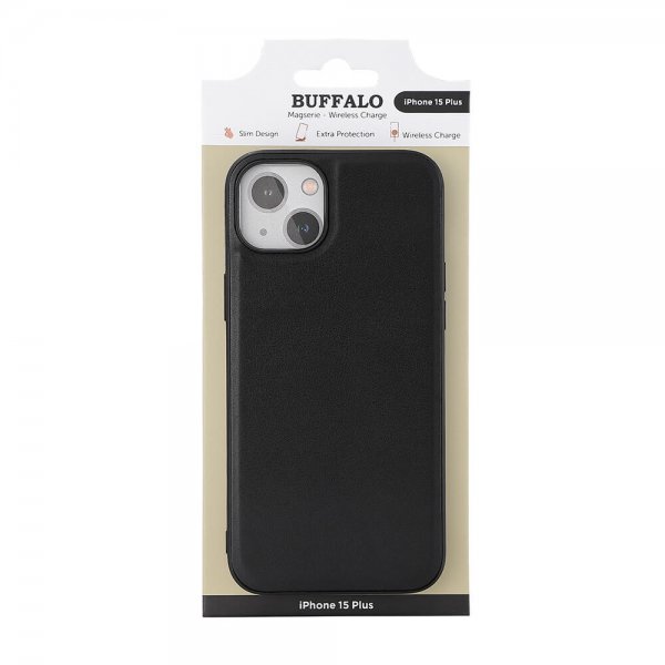 Buffalo iPhone 15 Plus Deksel PU MagSeries Svart