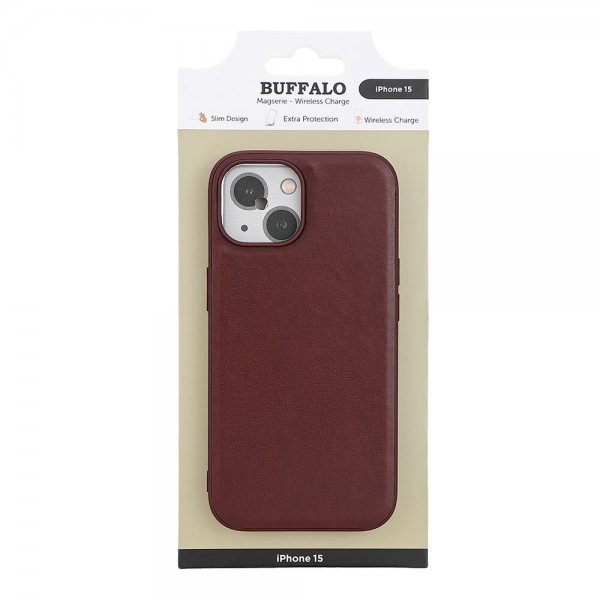 Buffalo iPhone 15 Deksel PU MagSeries Brun