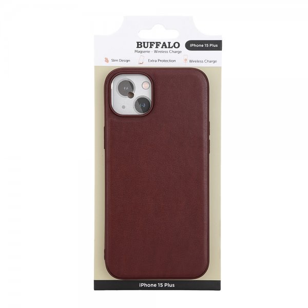 Buffalo iPhone 15 Plus Deksel PU MagSeries Brun