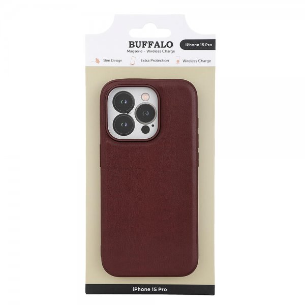 Buffalo iPhone 15 Pro Deksel PU MagSeries Brun