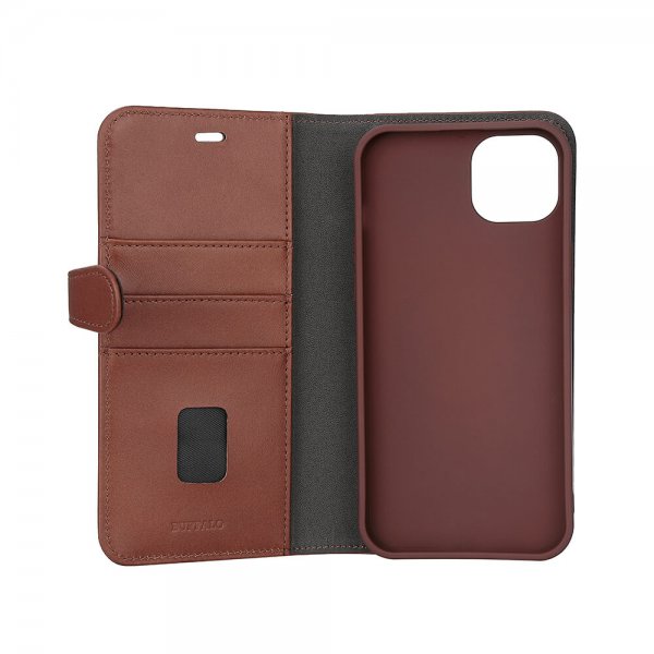 Buffalo iPhone 15 Plus Etui 3 Kortlomme Avtakbart deksel MagSeries Brun
