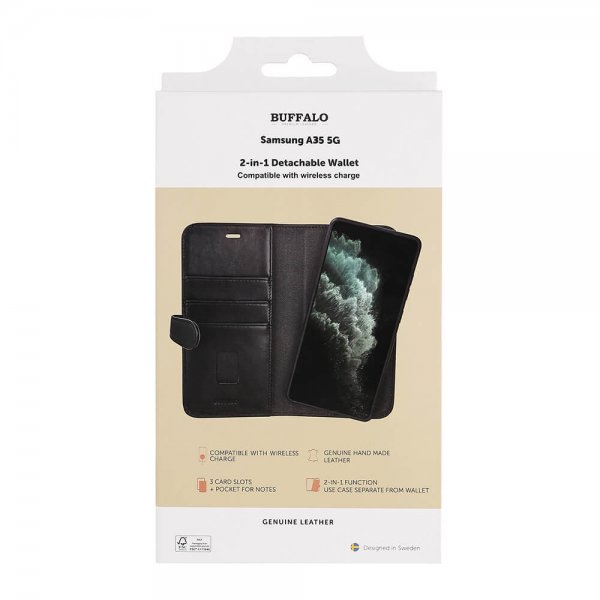 Buffalo Samsung Galaxy A35 Etui 2-in-1 Detachable Wallet Svart