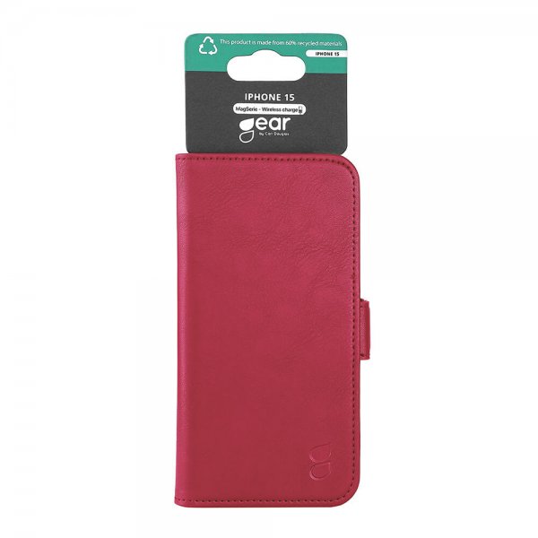 Gear iPhone 15 Etui 3 Kortlomme MagSeries Deep Red