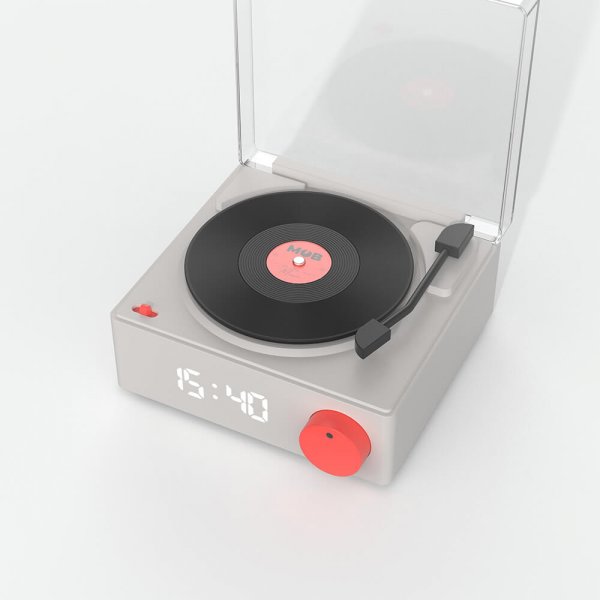 Mobility on Board Høyttaler vekkerklokke vinyl retro grå