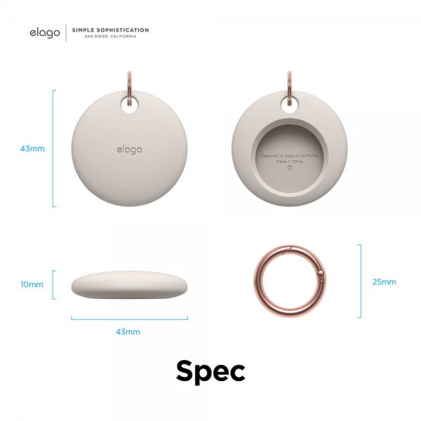Elago Etui med nøkkelring for AirTag Lysegrå