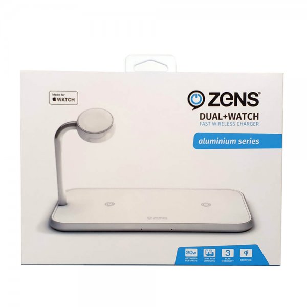 Zens Dual+Watch Aluminium Trådløs Charger Hvit