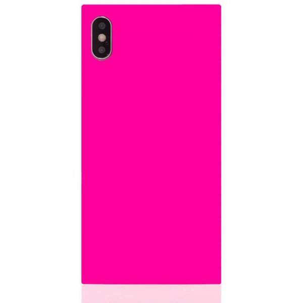 iDecoz iPhone Xs Max Deksel Square Case Neon Rosa