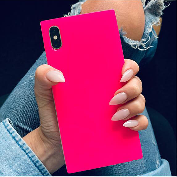 iDecoz iPhone X/Xs Deksel Square Case Neon Rosa