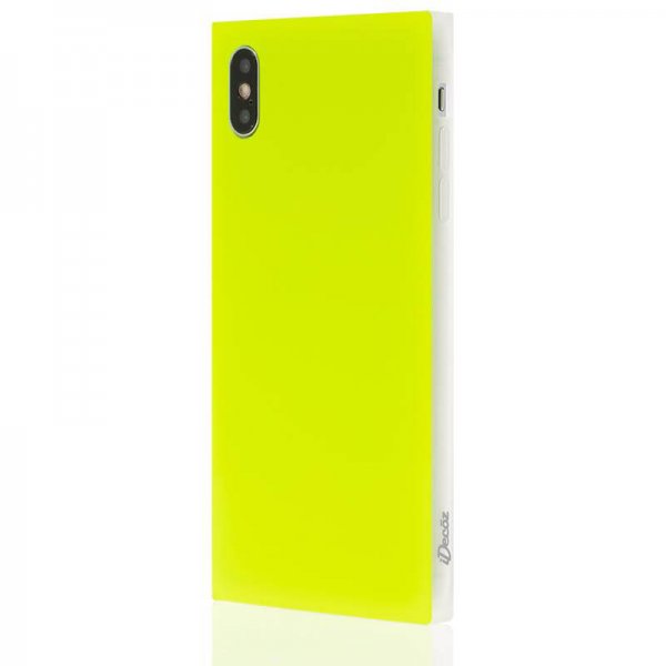 iDecoz iPhone Xs Max Deksel Square Case Neon Gul