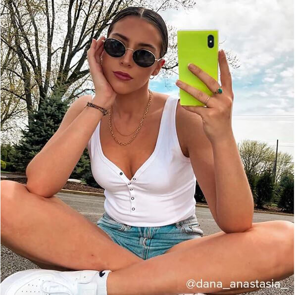 iDecoz iPhone 7 Plus/iPhone 8 Plus Deksel Square Case Neon Gul