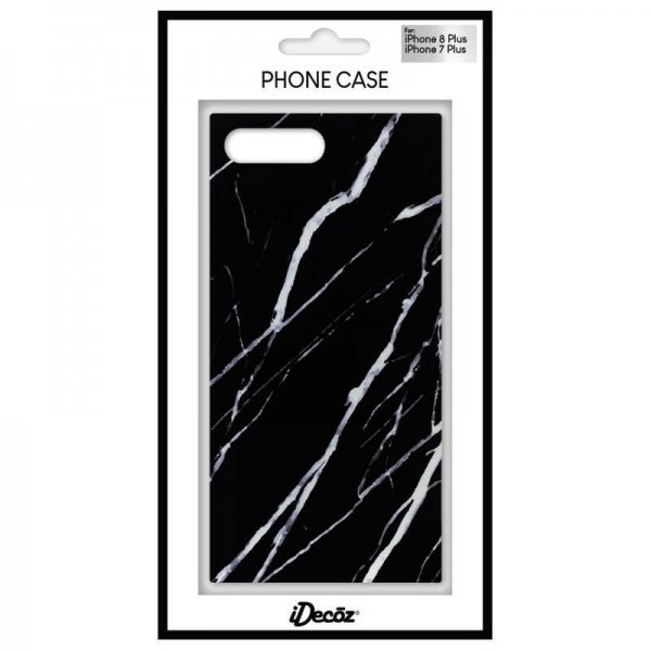 iDecoz iPhone 7 Plus/iPhone 8 Plus Deksel Square Case Marble Svart