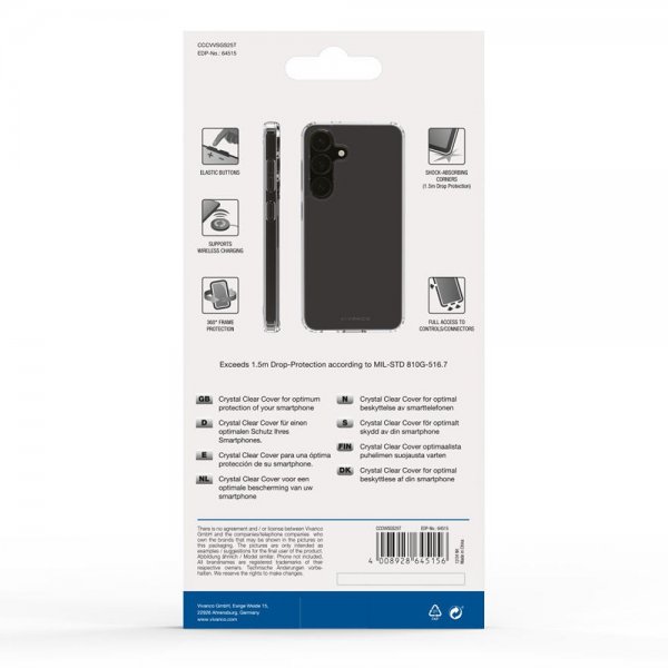 Vivanco Samsung Galaxy S25 Deksel Crystal Clear Transparent