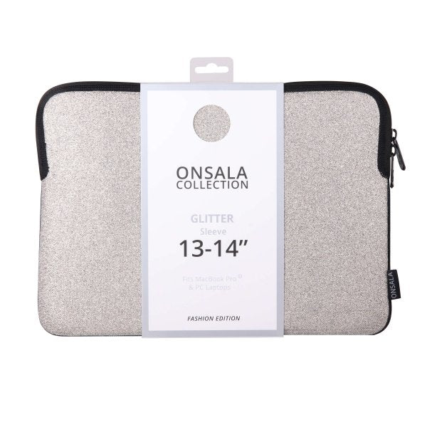 Onsala Sleeve Laptop Deksel Glitter 14" Sølv