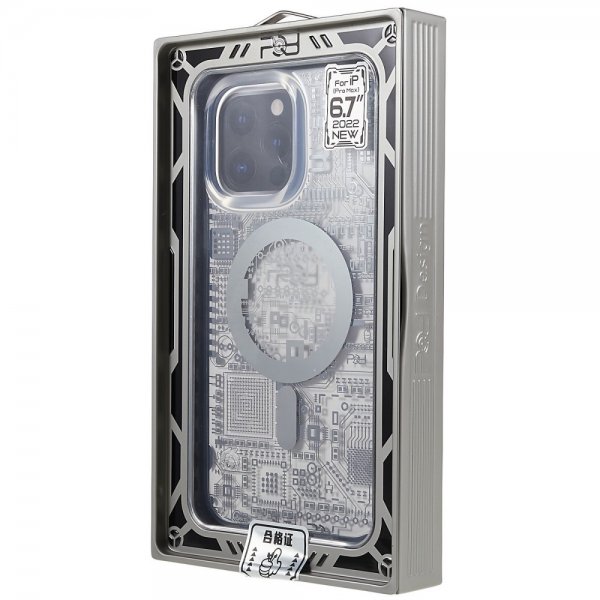 iPhone 14 Pro Max Deksel PQY Geek Series MagSafe Silver