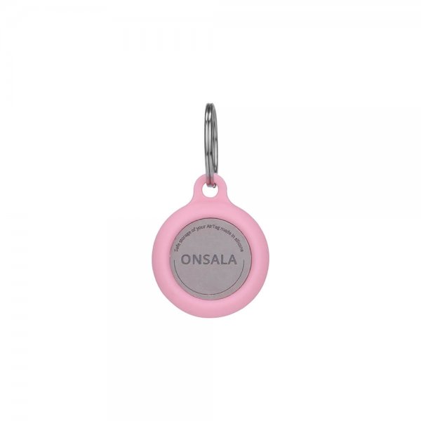 Onsala Apple AirTag Holder Silikon med Nøkkelring Rosa