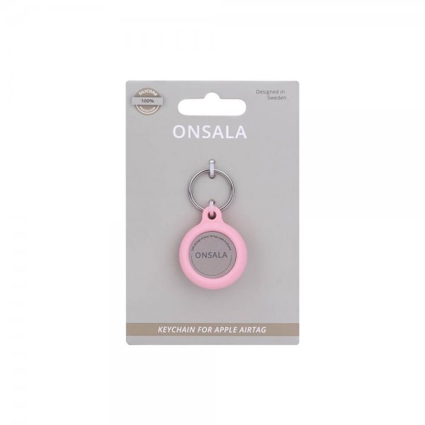 Onsala Apple AirTag Holder Silikon med Nøkkelring Rosa
