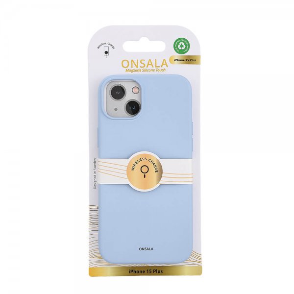 Onsala iPhone 15 Plus Deksel Silicone Touch MagSeries Lyseblå
