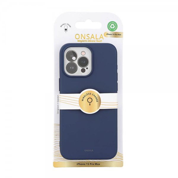 Onsala iPhone 15 Pro Max Deksel Silicone Touch MagSeries Mørkeblå