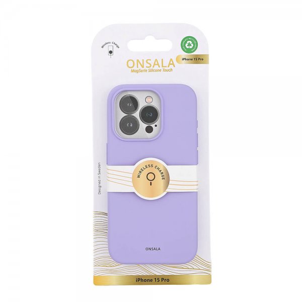 Onsala iPhone 15 Pro Deksel Silicone Touch MagSeries Lilla