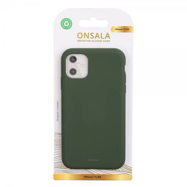 Onsala iPhone 11 Deksel Silicone Touch Olive Green