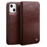 Qialino iPhone 13 Etui Ekte Skinn Brun