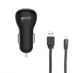 Gear Biladekk 2xUSB 2.4A Lightningskabel 1m MFI Svart