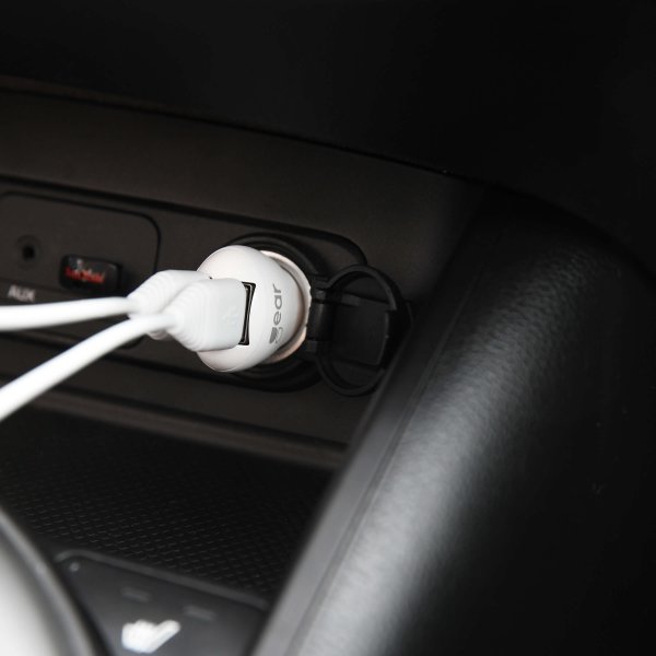 Gear Billaddare 2xUSB 2.4A Micro-USB Kabel 1m Hvit