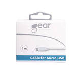 Gear Ladekabel Micro-USB til USB-A 1m Hvit