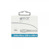 Gear Ladekabel Micro-USB til USB-A 2m Hvit