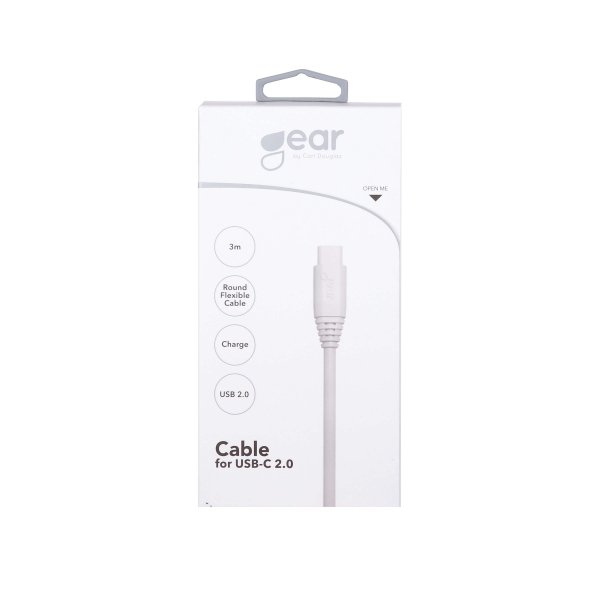 Gear Ladekabel USB-A til USB-C 3m Hvit