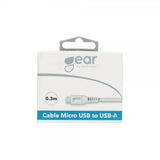 Gear Ladekabel Micro-USB til USB-A 0.3m Hvit