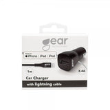Gear Biladdare 1xUSB 2.4A Lightning Kabel 1m MFI Svart