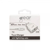 Gear Lader 1xUSB 2.4A Lightning Kabel 1m MFI Hvit