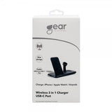 Gear Trådløs Trippel QI Lader Mobil/Watch/Airpods 20W Svart