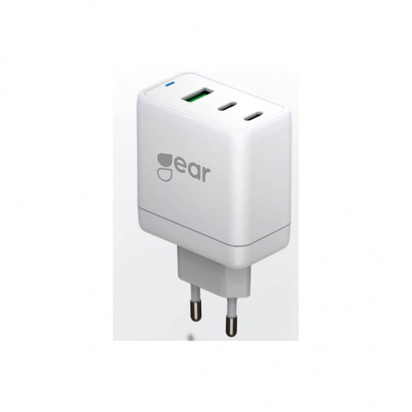 Gear Lader GAN 2xUSB-C + 1xUSB-A PD/PPS 65W Vit