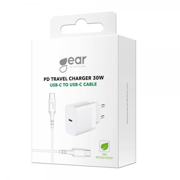 Gear Lader med Kabel PD/PPS Travel Charger 30W Hvit