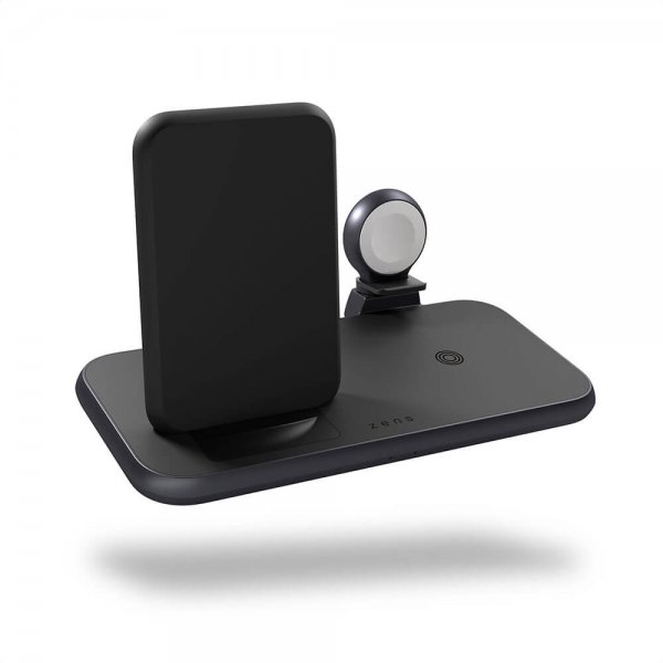 Zens 4 in 1 Stand+Watch Trådløs Charger Aluminium Svart