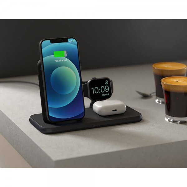 Zens 4 in 1 Stand+Watch Trådløs Charger Aluminium Svart